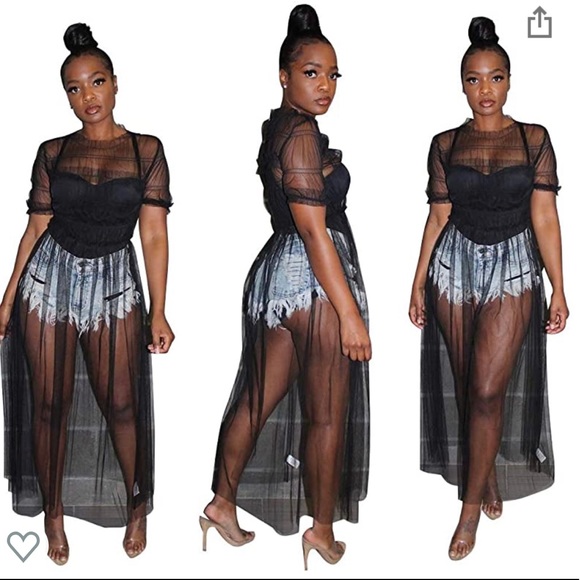 Women Mesh Sheer Dress - Picture 3 of 7
